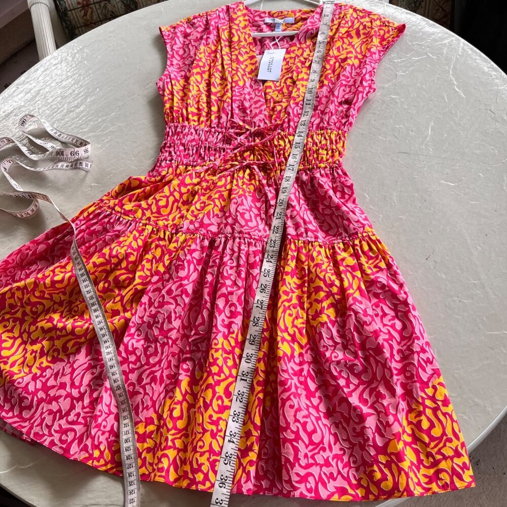 NWT Derek Lam 10 Crosby Tora Printed Dress in Pink Marigold Size 0 - Picture 6 of 11